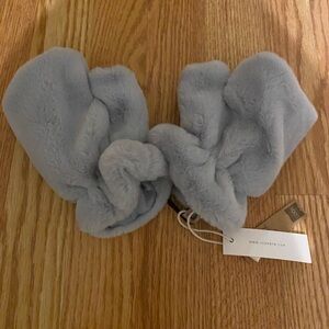 Shearling Fingerless Mittens light blue one size fits all faux fur